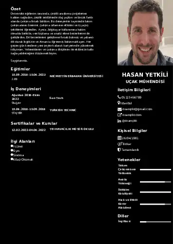 Havacılık Ve Uzay Uçak Mühendisi Cv Örnekleri cv indir
